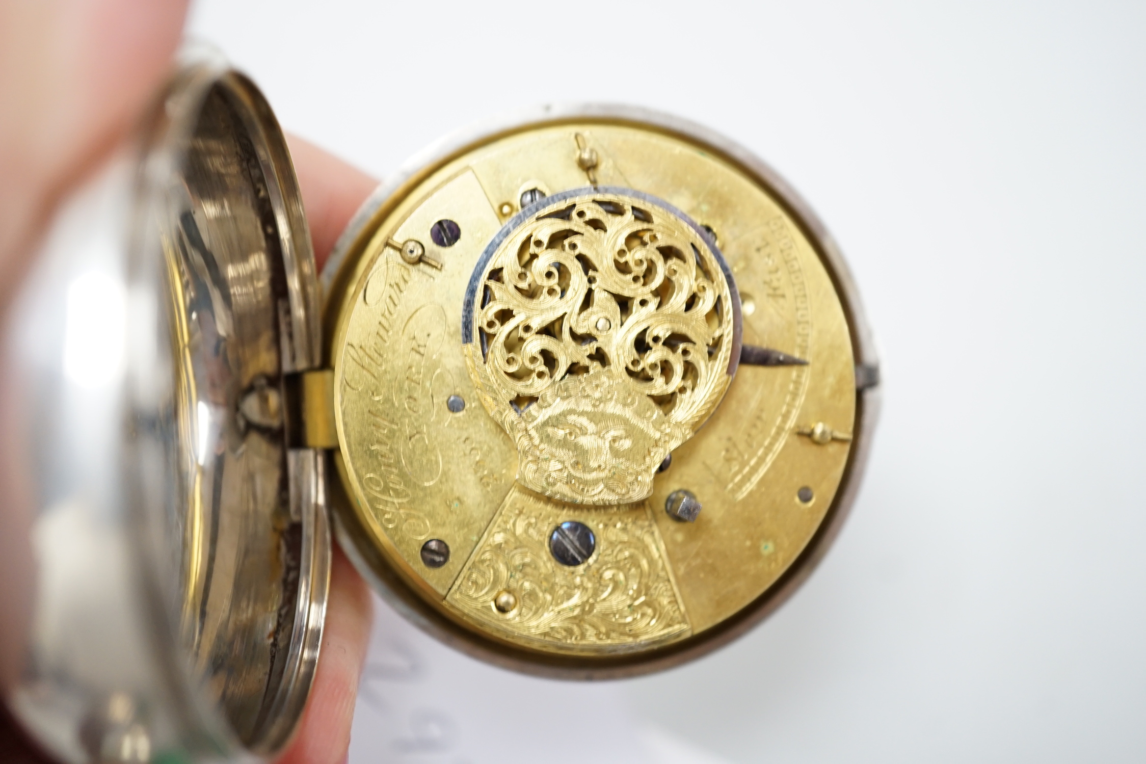 Two Victorian silver pair cased keywind verge pocket watches by Henry Steward of York and Eaton of London.